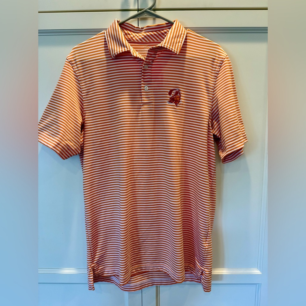 Vineyard Vines Tampa Bay Bucs Orange and White Striped Polo